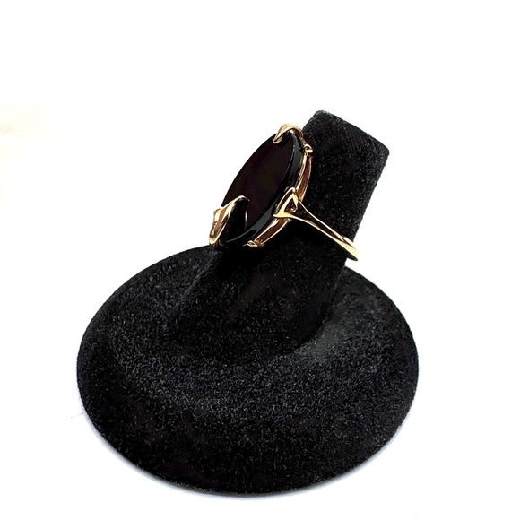 Vintage Avon Nightflower Ring Goldtone with Black Oval Faux Onyx Size 5 3/4 - Picture 4 of 13